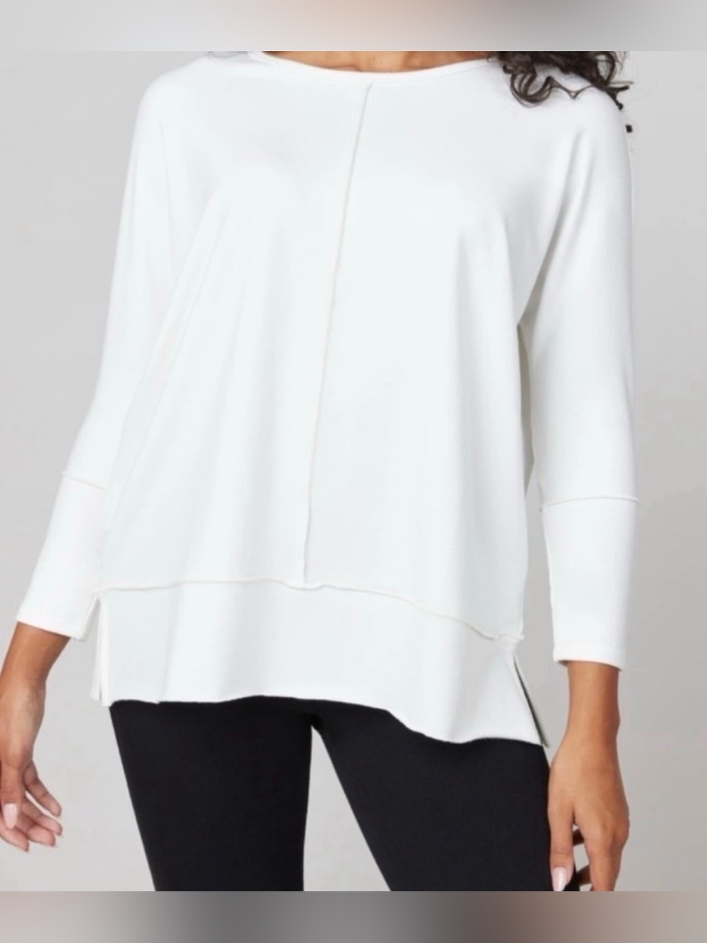 Spanx Perfect Length Dolman Sweatshirt White 3/4 Sleeve XS